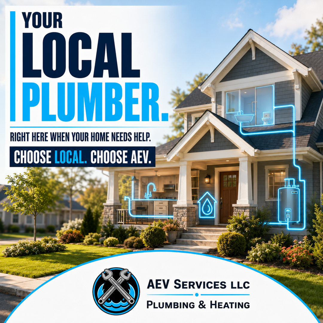 AEV Services local plumber social media graphic created by Prospector Services